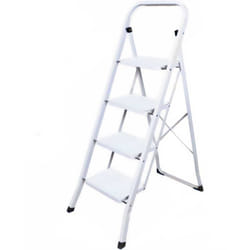 Escabeau 4 marches Echelle pliable en acier blanc 150 kg