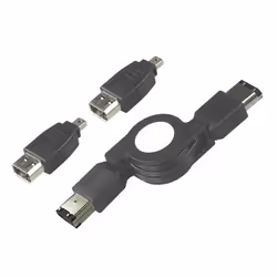 Câble Firewire IEEE1394 - Non spécifié - Rétractable - 6c/4c - Noir - Utilisation polyvalente