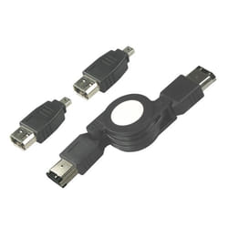 Câble Firewire IEEE1394 - Non spécifié - Rétractable - 6c/4c - Noir - Utilisation polyvalente
