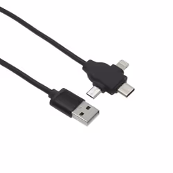 APM 570316, 1 m, USB A, USB C/Micro-USB B/Lightning, USB 2.0, Noir