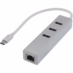 APM HUB USB 3.0 Type-C Vers 3 USB-A+RJ45 GIGABIT - Mâle/Femelle - Métal Gris