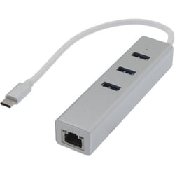 APM HUB USB 3.0 Type-C Vers 3 USB-A+RJ45 GIGABIT - Mâle/Femelle - Métal Gris