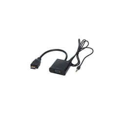 APM 590472 câble vidéo et adaptateur 0,1 m HDMI + 3.5mm VGA (D-Sub) Noir