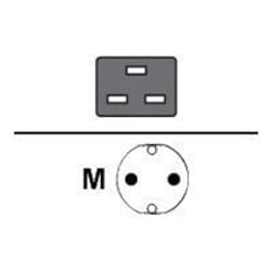 Eaton FR/Schuko - IEC C19, 1.9m 16A, 2 pcs Noir 1,9 m Coupleur C19