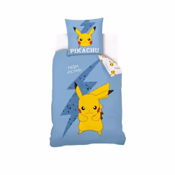 Parure De Lit Pikachu Réversible Enfant - Housse De Couette 140x200 cm + Taie doreiller 63x63 cm - Bleu - 100% Coton