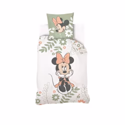 DISNEY - Housse de couette Minnie 140x200 cm + 1 Taie doreiller 63x63 cm - 100% Coton - Vert