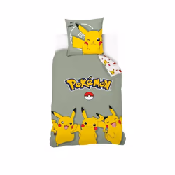 Housse De Couette Pikachu Pokémon 140x200 cm + 1 Taie doreiller 63x63 cm - 100% Coton - Vert Sauge