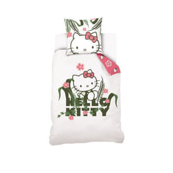HELLO KITTY - Housse De Couette Hello Kitty 140x200 cm + 1 taie doreiller 63x63 cm - 100% Coton - Blanc