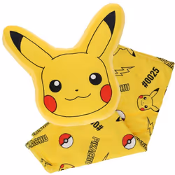 POKEMON - Plaid Pikachu avec Coussin 2 en 1 Pokémon - Plaid Doux et Moelleux Rangé dans un Coussin Pikachu Fermeture Éclair a ...
