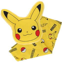 POKEMON - Plaid Pikachu avec Coussin 2 en 1 Pokémon - Plaid Doux et Moelleux Rangé dans un Coussin Pikachu Fermeture Éclair au Dos