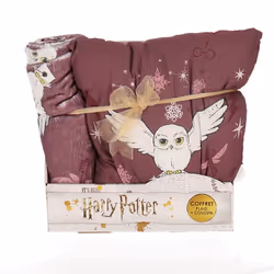 HARRY POTTER - Coffret plaid et coussin Harry Potter Hedwige - Plaid tout doux 100x140 cm et coussin carré 35x35 cm