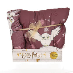 HARRY POTTER - Coffret plaid et coussin Harry Potter Hedwige - Plaid tout doux 100x140 cm et coussin carré 35x35 cm