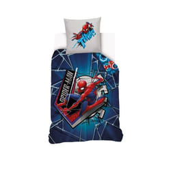 MARVEL - Housse de couette Spiderman Marvel 140x200 cm + 1 Taie doreiller 63x63 cm - 100% Coton - Bleu
