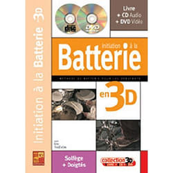 Méthodes et pédagogie PLAY MUSIC PUBLISHING THIEVON ERIC - INITIATION A LA BATTERIE EN 3D CD + DVD Batterie