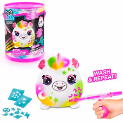 Canal Toys Airbrush Plush Neon Squish Pals Paint Can, Kit de dessin pour enfants, 6 an(s), Multicolore