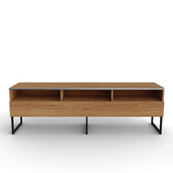 DEVONS - Meuble TV bois clair avec demi-porte bois clair