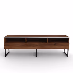 BURNT OAK - Meuble TV bois foncé avec demi-porte bois foncé