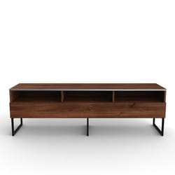 BURNT OAK - Meuble TV bois foncé avec demi-porte bois foncé