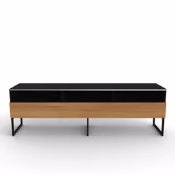 EASTCOTE  - Meuble TV noir avec demi-porte bois clair