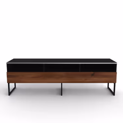 GREENFORD - Meuble TV noir avec demi-porte bois foncé