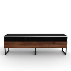 GREENFORD - Meuble TV noir avec demi-porte bois foncé