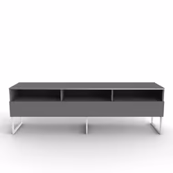 PRESTON - Meuble TV gris avec demi-porte grise