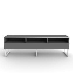 PRESTON - Meuble TV gris avec demi-porte grise