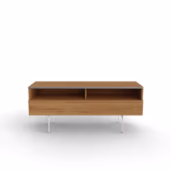 STRADFORD - Meuble TV bois clair avec demi-porte bois clair
