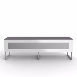 STOCKWELL - Meuble TV gris avec porte en verre infrarouge blanche
