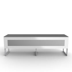 STOCKWELL - Meuble TV gris avec porte en verre infrarouge blanche