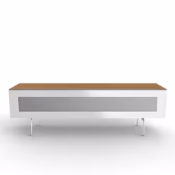 TOTTENHAM - Meuble TV bois clair avec porte en verre infrarouge blanche