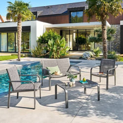 Salon de jardin Piazza 4 places gris graphite - Hespéride