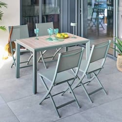 Table de jardin 4 places Evasion beige lin/laurier - Hespéride