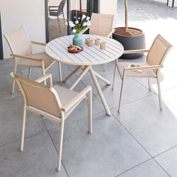 Table de jardin 4 places Nebullia D105cm argile - Hespéride