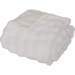 Atmosphera - Plaid fausse fourrure 3D Zephy blanc 230x180cm créateur d'intérieur