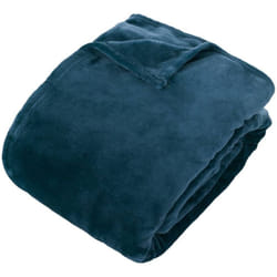 Plaid flanelle Ollis bleu egéen 260x240cm - Atmosphera créateur d'intérieur
