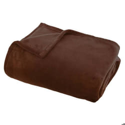 Atmosphera - Plaid Flanelle Ollis Marron Tonka 180x130cm Créateur D'Intérieur
