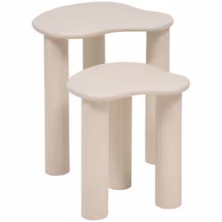 Table cafe olao x2 - Atmosphera createur d'interieur. Couleur : Ivoire. Matière principale : Pin. Longueur : 45.00 cm. Largeu ...
