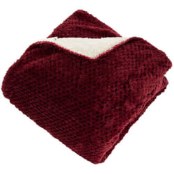 Plaid flanelle effet sherpa Lyno rouge grenat 170x130cm Atmosphera créateur d'intérieur