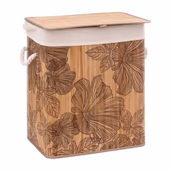 5five - panier à linge 60l blackflora bambou noir