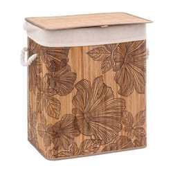 5five - panier à linge 60l blackflora bambou noir