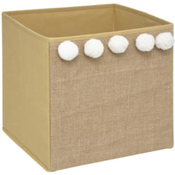 Atmosphera - Panier de rangement en jute avec pompons Naturel 29x29xh. 29 cm