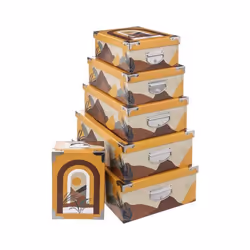 Boîtes de rangement Five - Lot de 6 avec poignées et coins en Métal collection Oasis Multicolore