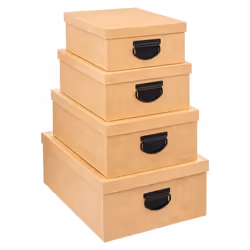 Boites de rangement - FIVE - Lot de 4 - Beige lin - Carton