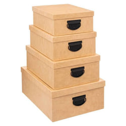 Boites de rangement - FIVE - Lot de 4 - Beige lin - Carton