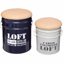Description générale Ce lot de 2 poufs en métal au design industriel est idéal pour ajouter une touche moderne à votre intéri ...