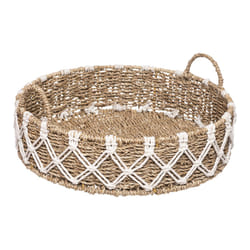 Plateau "Palmier" naturel beige en macramé