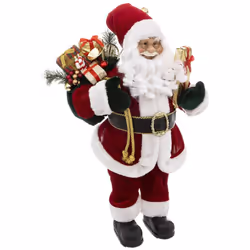 Père Noël traditionnel en velours rouge et fourrure blanche H 60 cm - Feeric Christmas (-) Dimensions : L. 27 x l. 19 x H. 60 ...
