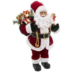 Atmosphera - Père Noël traditionnel en velours rouge et fourrure blanche h 60 cm - Feeric Christmas