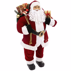 Description générale Père Noël traditionnel en velours rouge et fourrure blanche, parfait pour agrémenter votre décoration fe ...